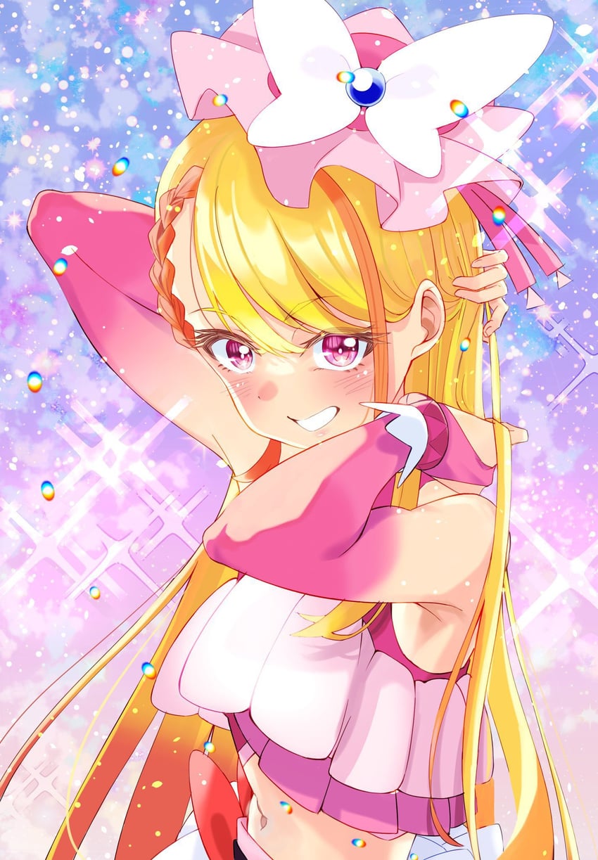 hijiri ageha and cure butterfly (precure and 1 more) drawn by mu-chu