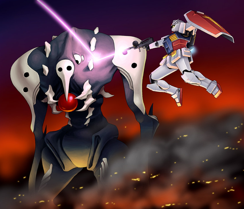 rx-78-2 gundam and sachiel (gundam and 3 more) drawn by noise_(tsuzuki)