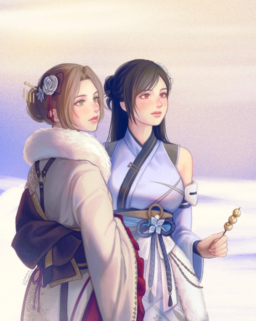 tifa lockhart and aerith gainsborough (final fantasy and 2 more) drawn by hanaflans