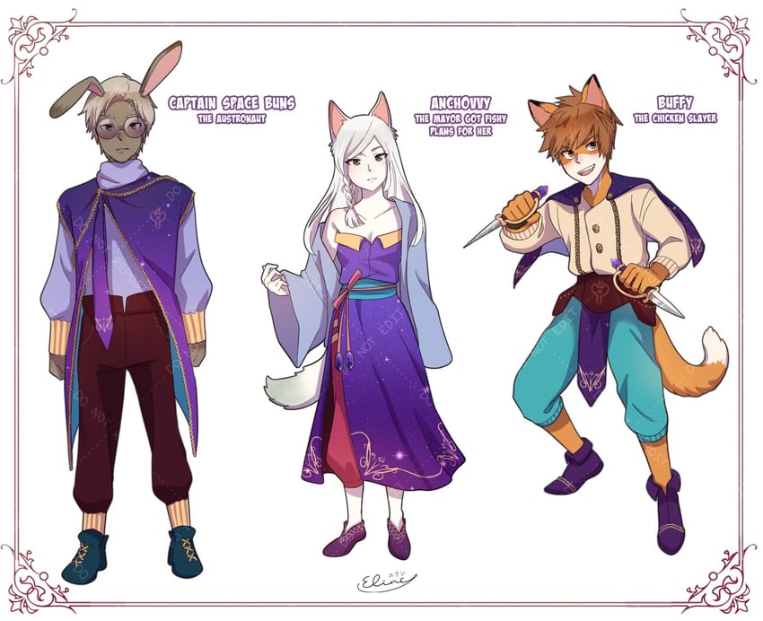 captain space buns, buffy, and anchovy (minecraft youtube and 1 more) drawn by elineyuhu