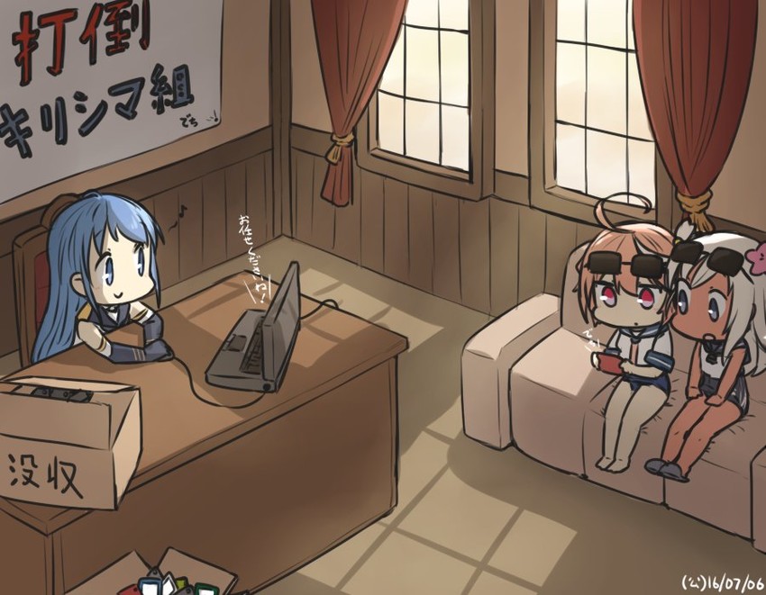 samidare, ro-500, and i-58 (kantai collection) drawn by hamu_koutarou