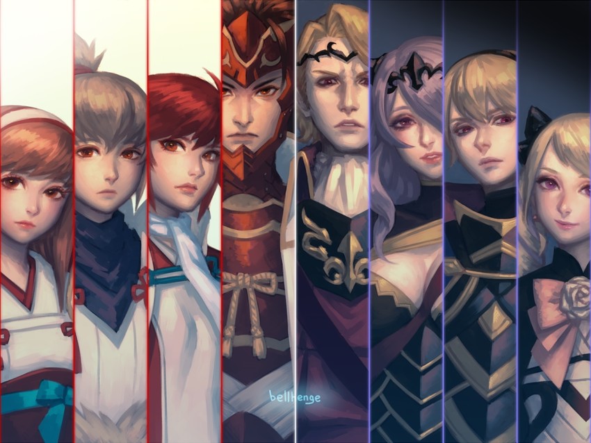 camilla, elise, takumi, sakura, leo, and 3 more (fire emblem and 1 more) drawn by bellhenge