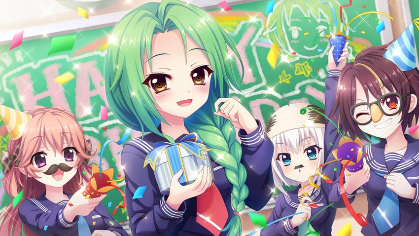 nishidate haku, haeno akari, bandou mikuru, and shirokita kuroha (re:stage!) drawn by izumi_tsubasu
