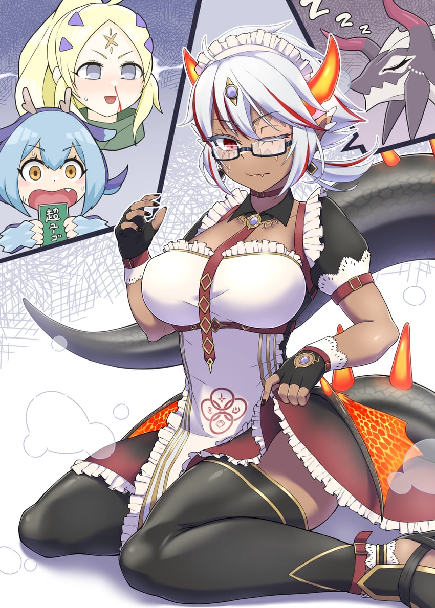 laundry dragonmaid, ecclesia, house dragonmaid, incredible ecclesia the virtuous, albaz, and 2 more (yu-gi-oh!) drawn by yata_masahara