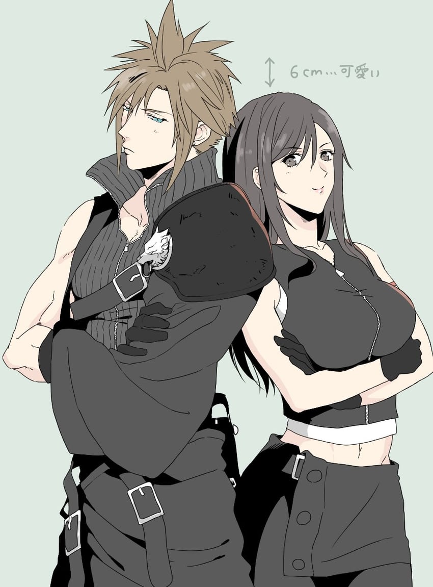 tifa lockhart, cloud strife, and fenrir (final fantasy and 2 more) drawn by kyoujixxxx
