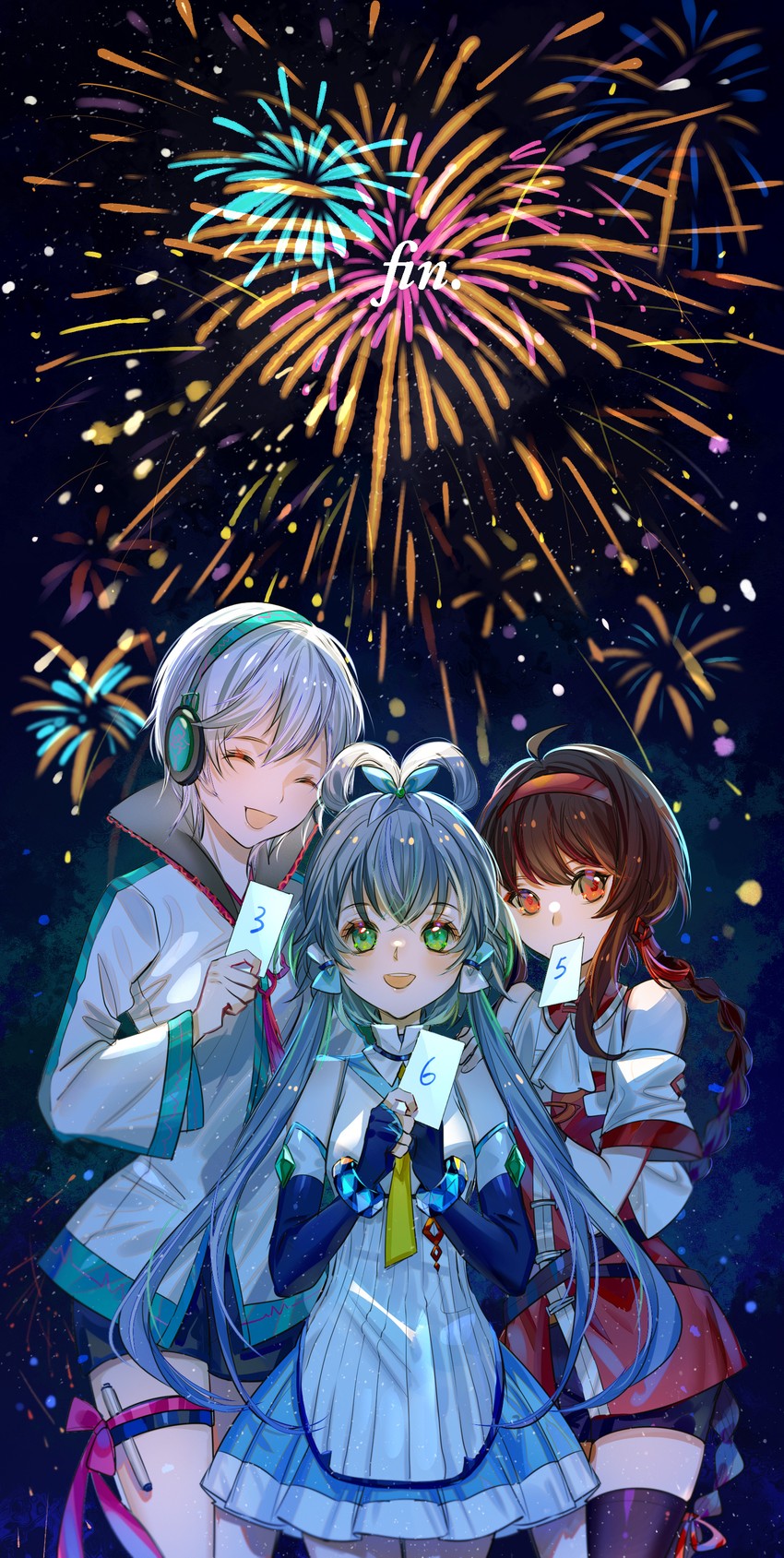 luo tianyi, yuezheng ling, yanhe, yanhe v3, and yuezheng ling v3 (vocaloid and 1 more) drawn by jamjar77