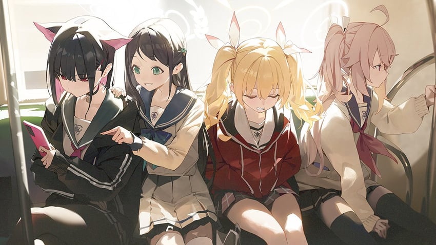 kazusa, natsu, yoshimi, and airi (blue archive) drawn by modare