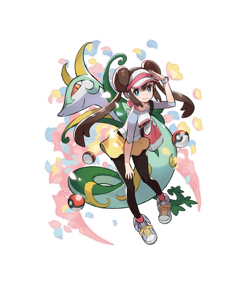 rosa and serperior (pokemon and 1 more) drawn by saitou_naoki