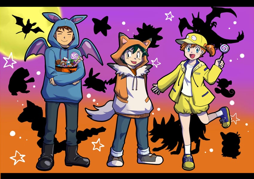 pikachu, ash ketchum, misty, charizard, gengar, and 7 more (pokemon) drawn by puijiro