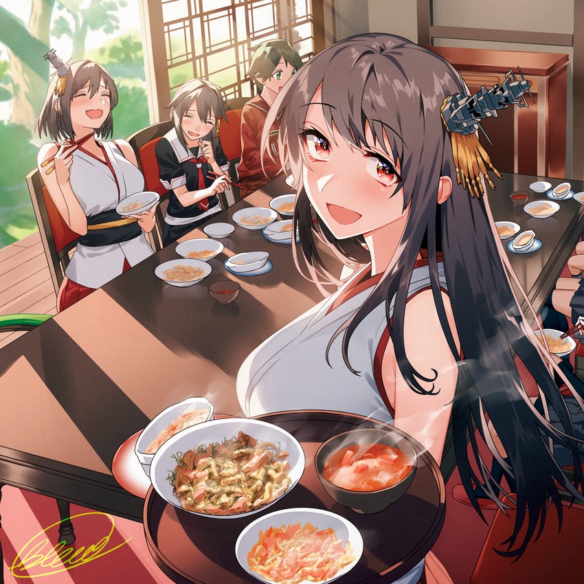 shigure, yamashiro, fusou, and mogami (kantai collection) drawn by blew_andwhite