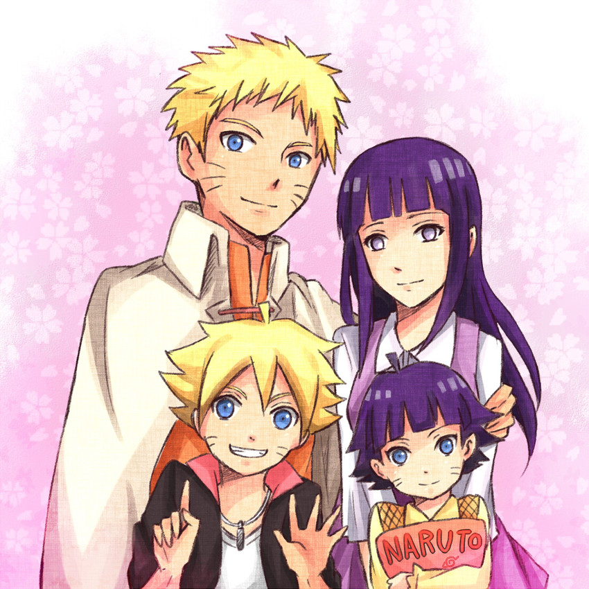 uzumaki naruto, hyuuga hinata, uzumaki boruto, and uzumaki himawari (naruto and 1 more) drawn by syuna
