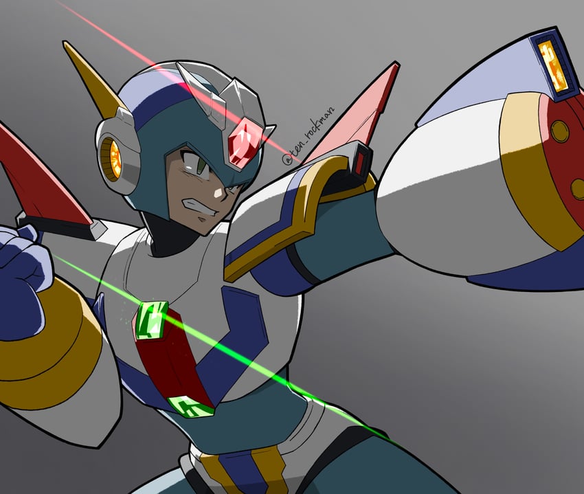 x and fourth armor x (mega man and 3 more) drawn by ten_(ten_rockman)