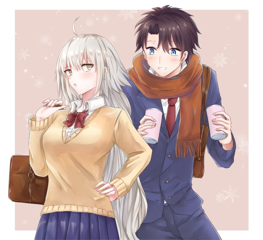 fujimaru ritsuka and jeanne d'arc alter (fate and 1 more) drawn by rossa_(pixiv27548922)