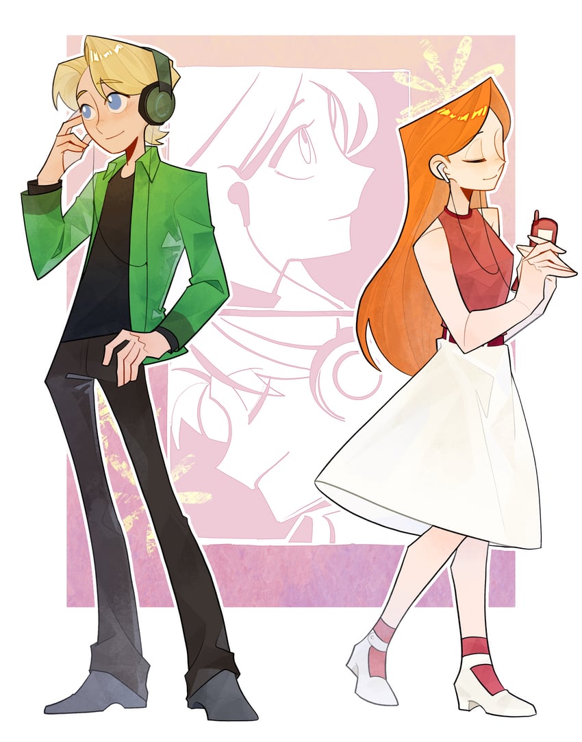 candace flynn and jeremy johnson (phineas and ferb) drawn by calx