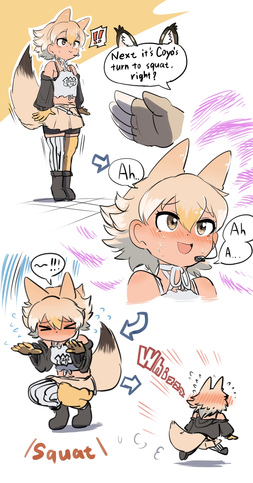 coyote and jungle cat (kemono friends and 1 more) drawn by mcgunngu