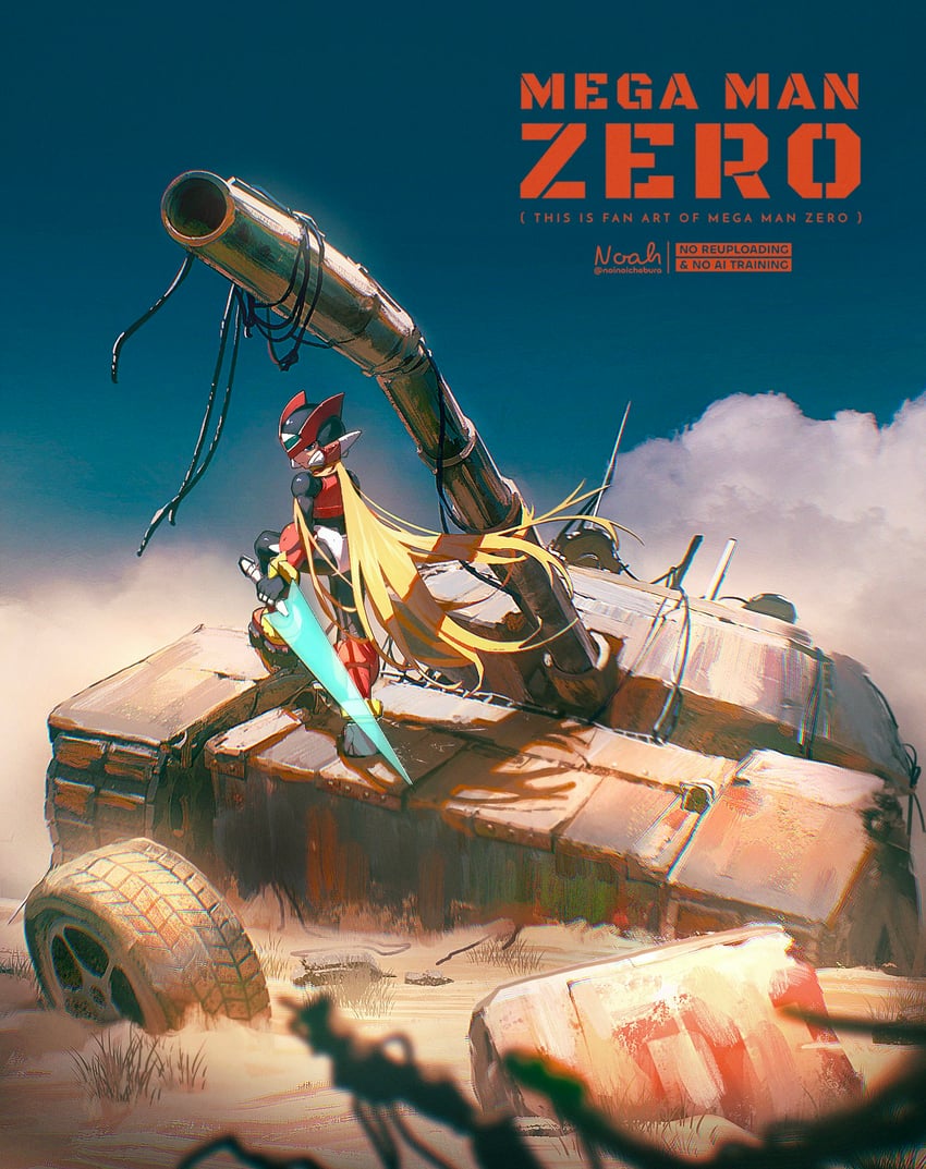 zero and zero(z) (mega man and 2 more) drawn by noah_(rokoroko)