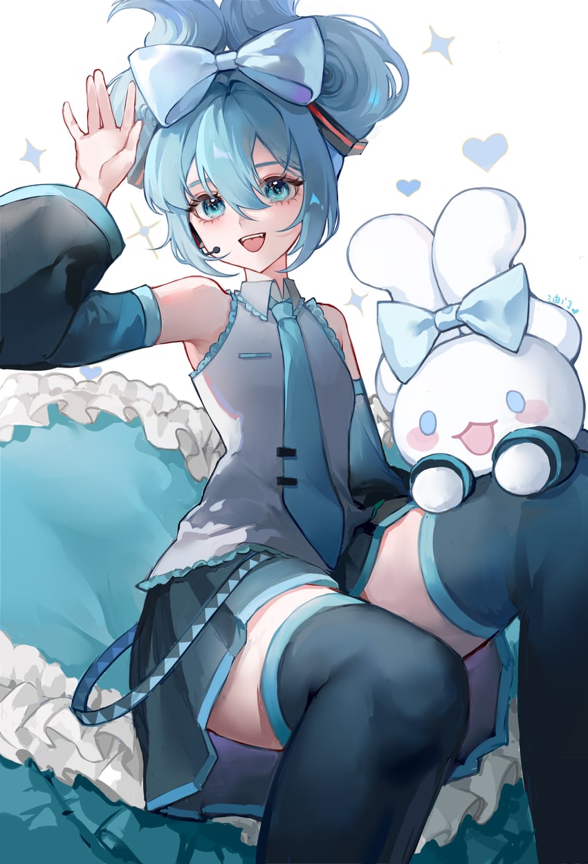 hatsune miku, cinnamoroll, and cinnamiku (vocaloid and 1 more) drawn by youmen