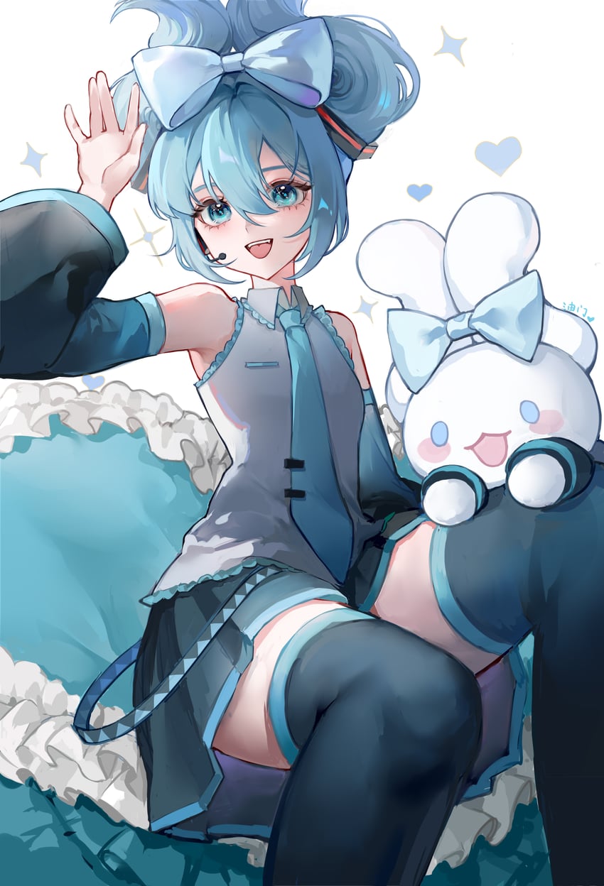 hatsune miku, cinnamoroll, and cinnamiku (vocaloid and 2 more) drawn by youmen