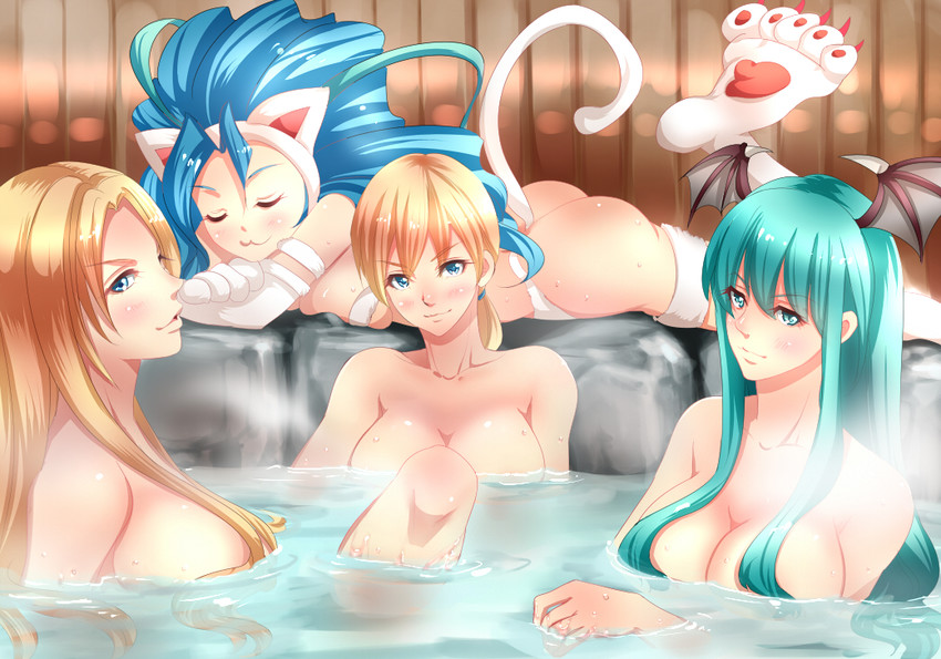morrigan aensland, felicia, jill valentine, and trish (darkstalkers and 4 more) drawn by nagare