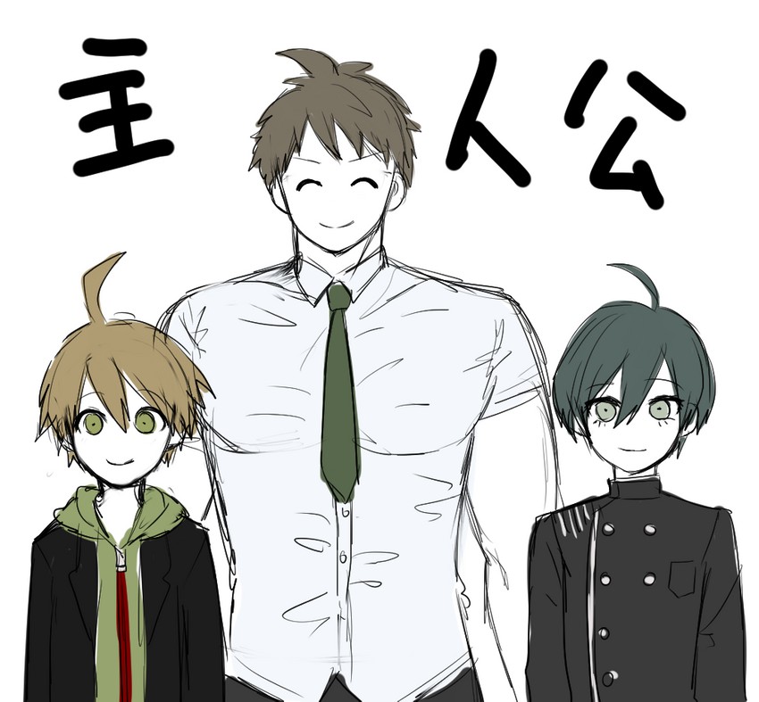 saihara shuichi, hinata hajime, and naegi makoto (danganronpa and 3 more) drawn by xino