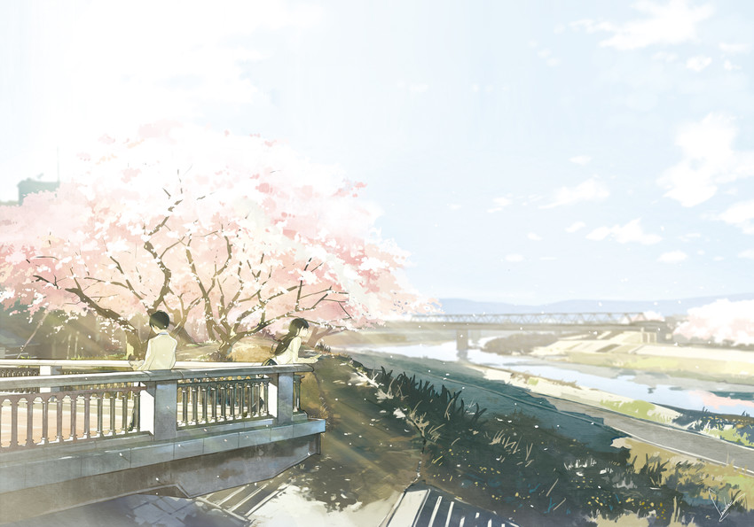 yamauchi sakura and shiga haruki (kimi no suizou wo tabetai) drawn by loundraw