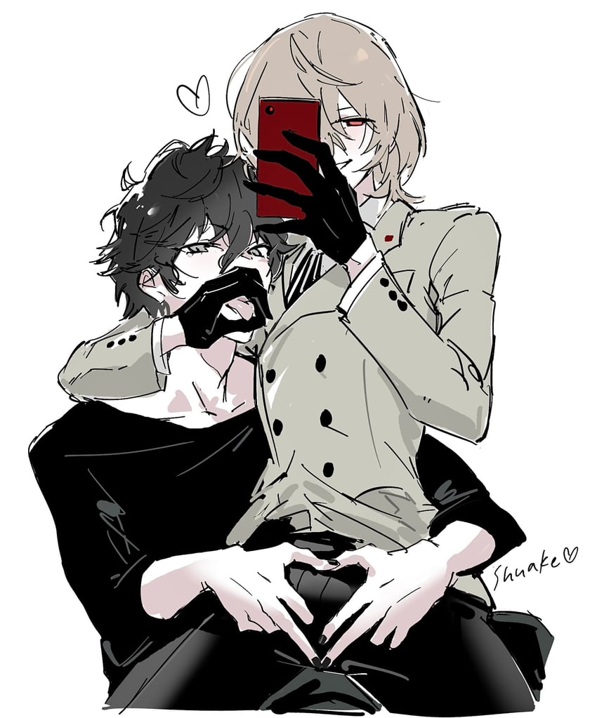 amamiya ren and akechi gorou (persona and 1 more) drawn by kaninn
