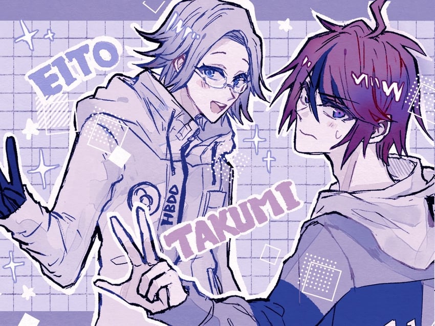 aotsuki eito and sumino takumi (the hundred line -last defense academy-) drawn by xima2ssk