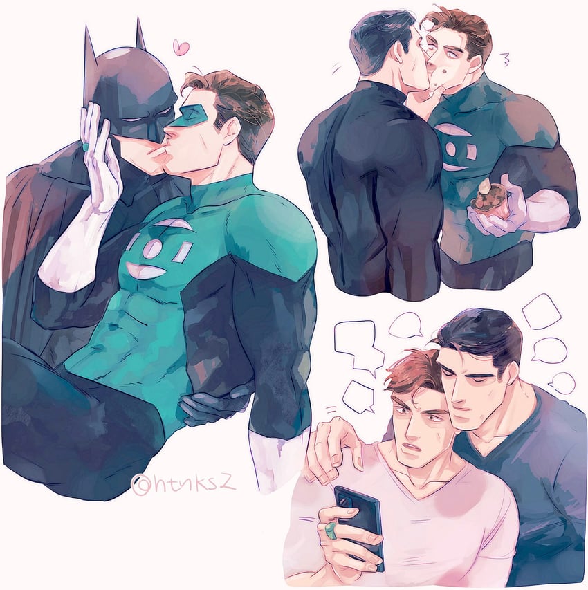 batman, bruce wayne, green lantern, and hal jordan (dc comics and 2 more) drawn by htnks2