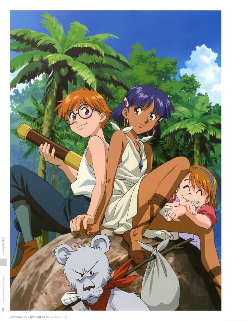 nadia la arwall, king, jean roque lartigue, and marie en carlsberg (fushigi no umi no nadia) drawn by matsubara_hidenori