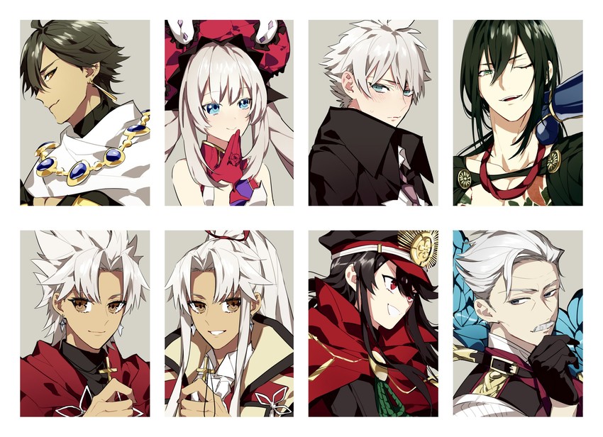 oda nobunaga, marie antoinette, james moriarty, ozymandias, amakusa shirou, and 2 more (fate and 1 more) drawn by syubare