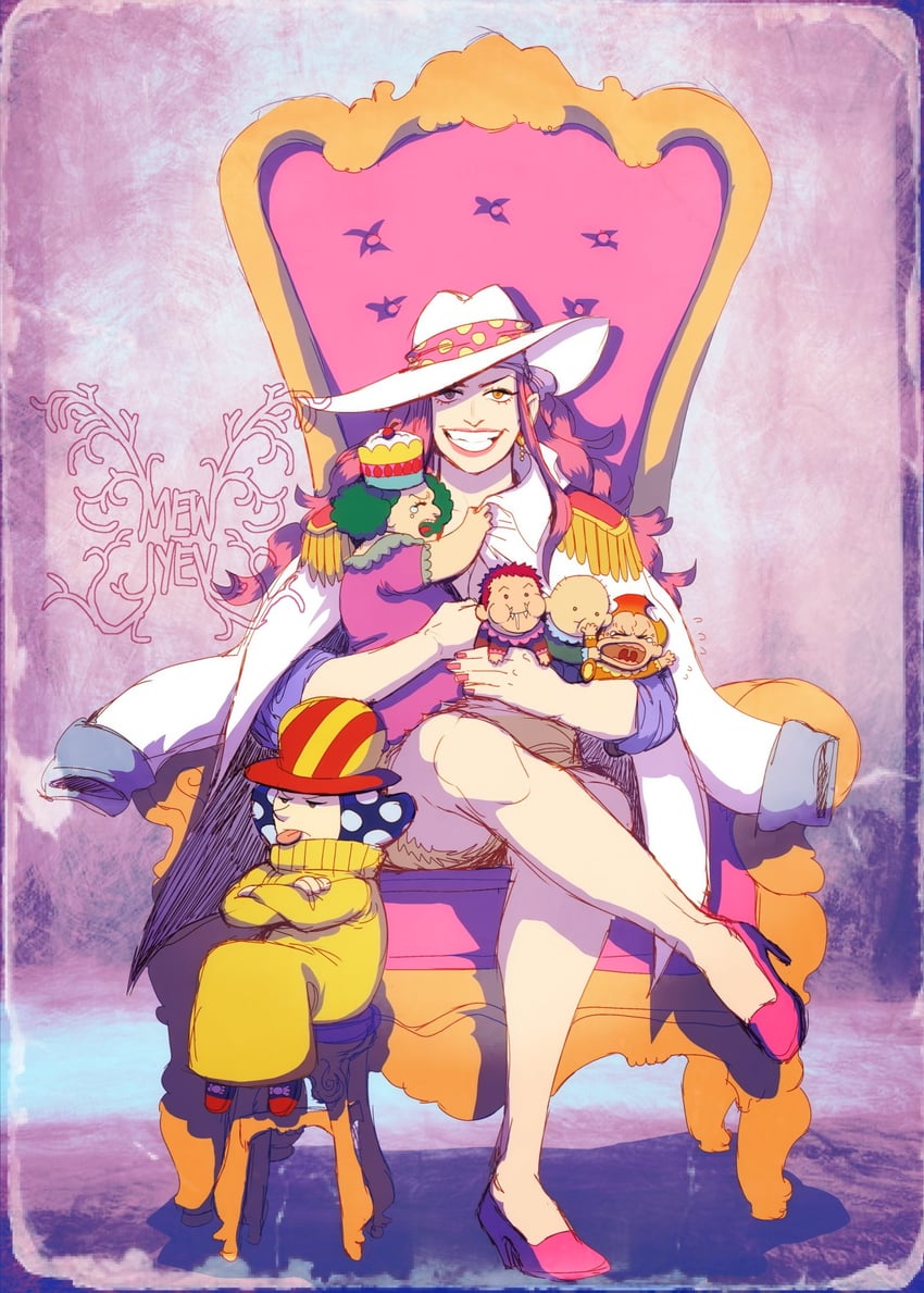 charlotte katakuri, charlotte linlin, charlotte oven, charlotte perospero, charlotte daifuku, and 1 more (one piece) drawn by mewiyev