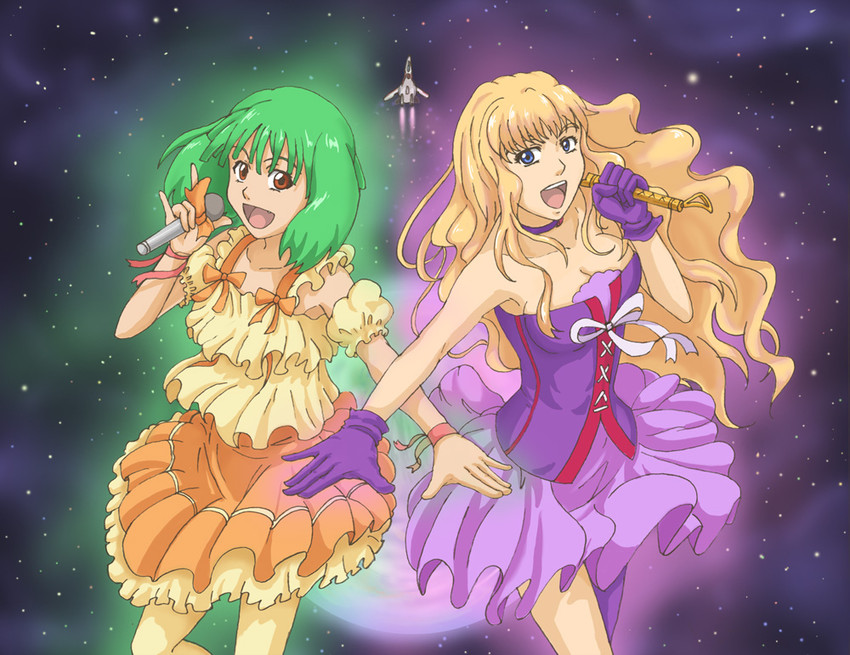 sheryl nome and ranka lee (macross and 1 more) drawn by hirasawa_meio