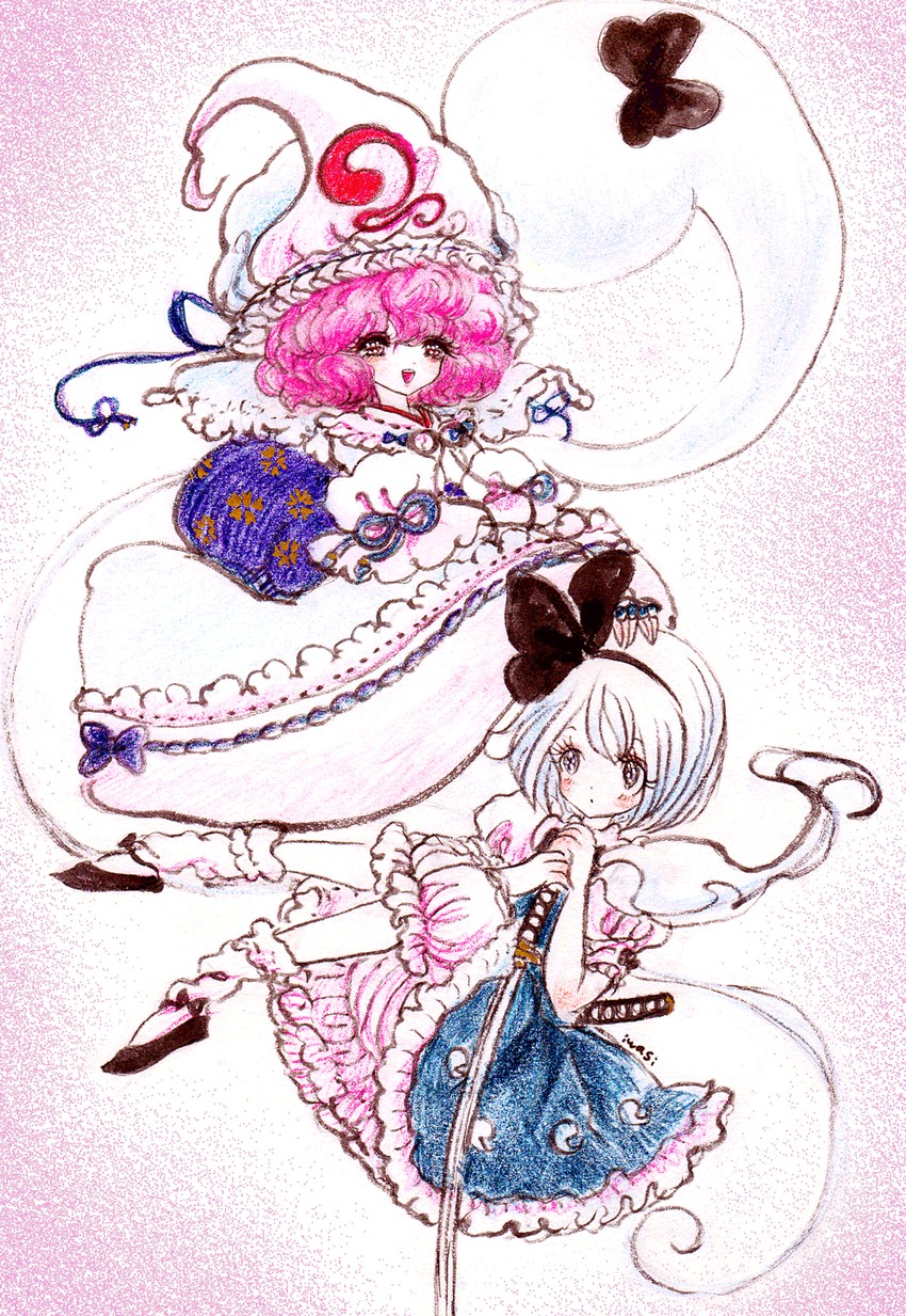 konpaku youmu and saigyouji yuyuko (touhou) drawn by hiyodoribbon