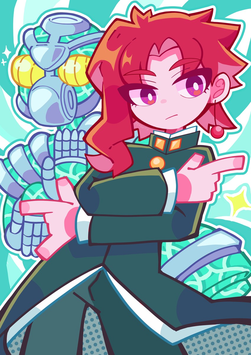 kakyoin noriaki and hierophant green (jojo no kimyou na bouken and 1 more) drawn by pitanto
