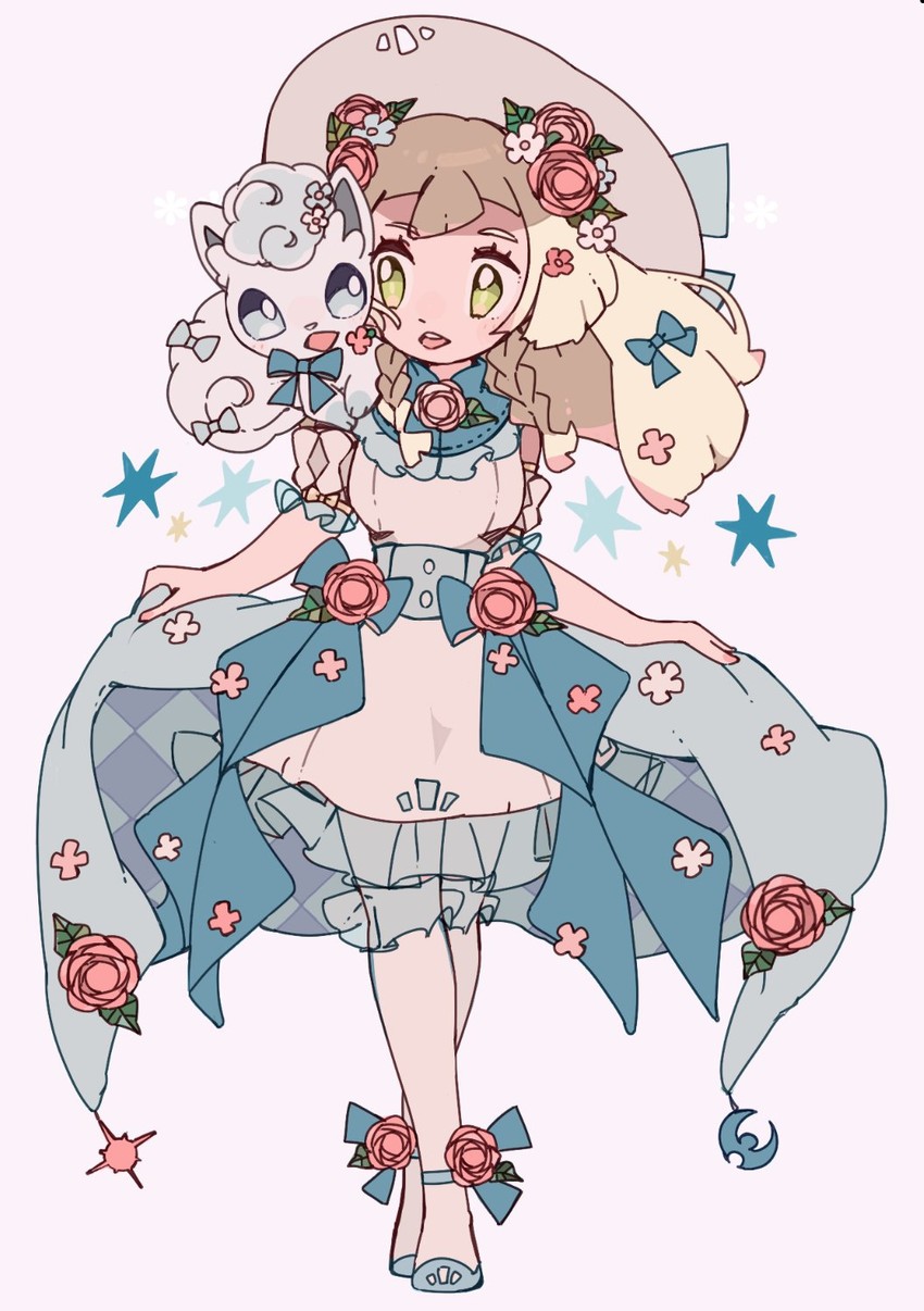 lillie and alolan vulpix (pokemon and 1 more) drawn by yukikokoro