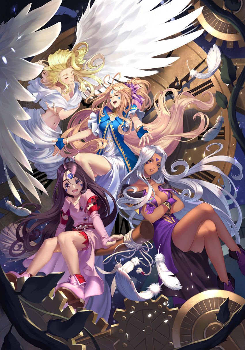 belldandy, urd, skuld, and holy bell (aa megami-sama) drawn by shen_xiao_guang_ye