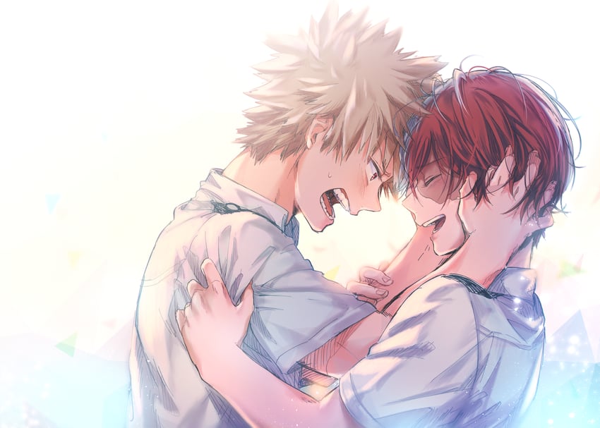 bakugou katsuki and todoroki shoto (boku no hero academia) drawn by ryutaro_(ryuuuuutaaaxxxx)