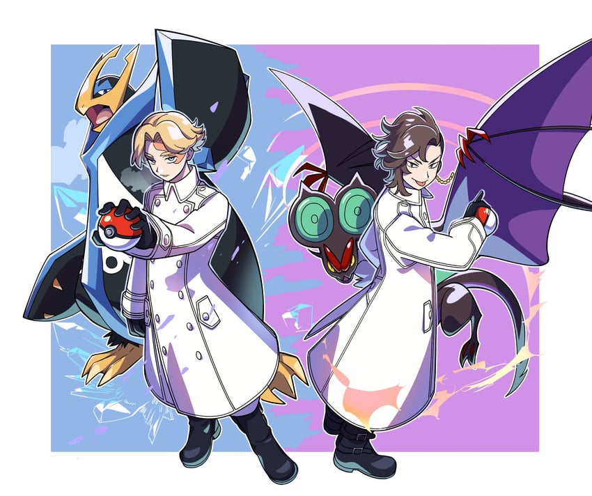 empoleon, noivern, kokonoi hajime, and inui seishu (pokemon and 1 more) drawn by tsu_hanpen