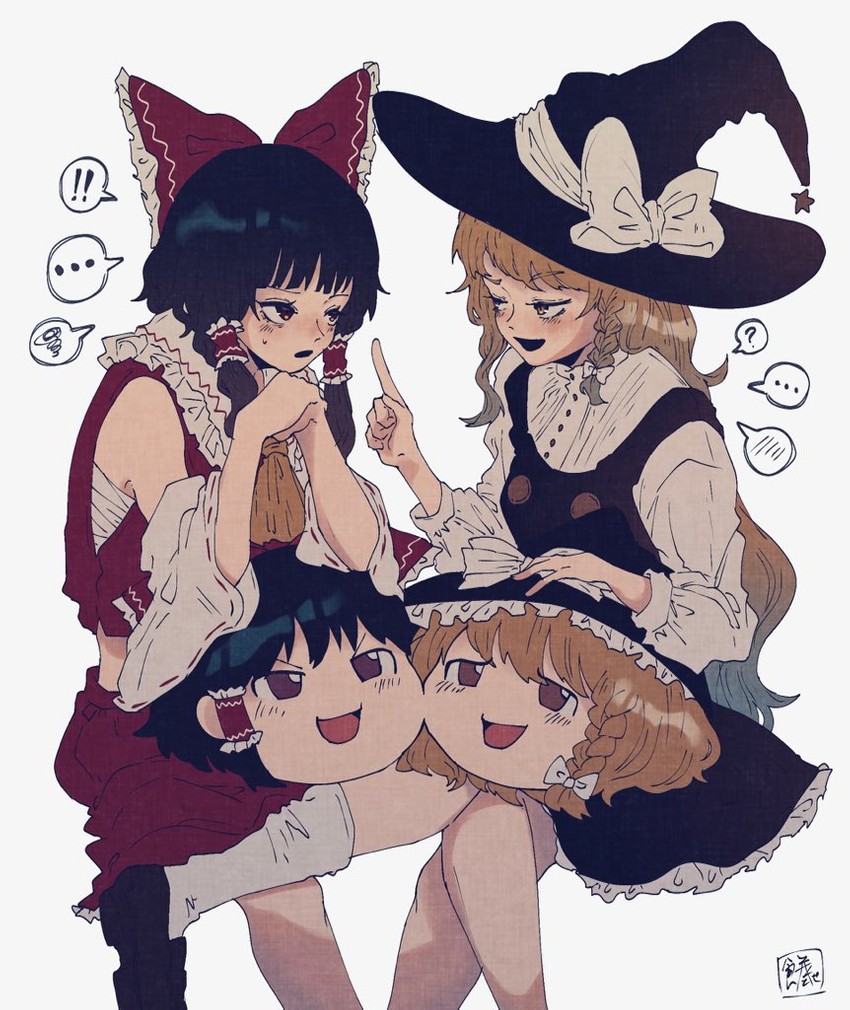 hakurei reimu and kirisame marisa (touhou) drawn by sokura_(mochichitose)