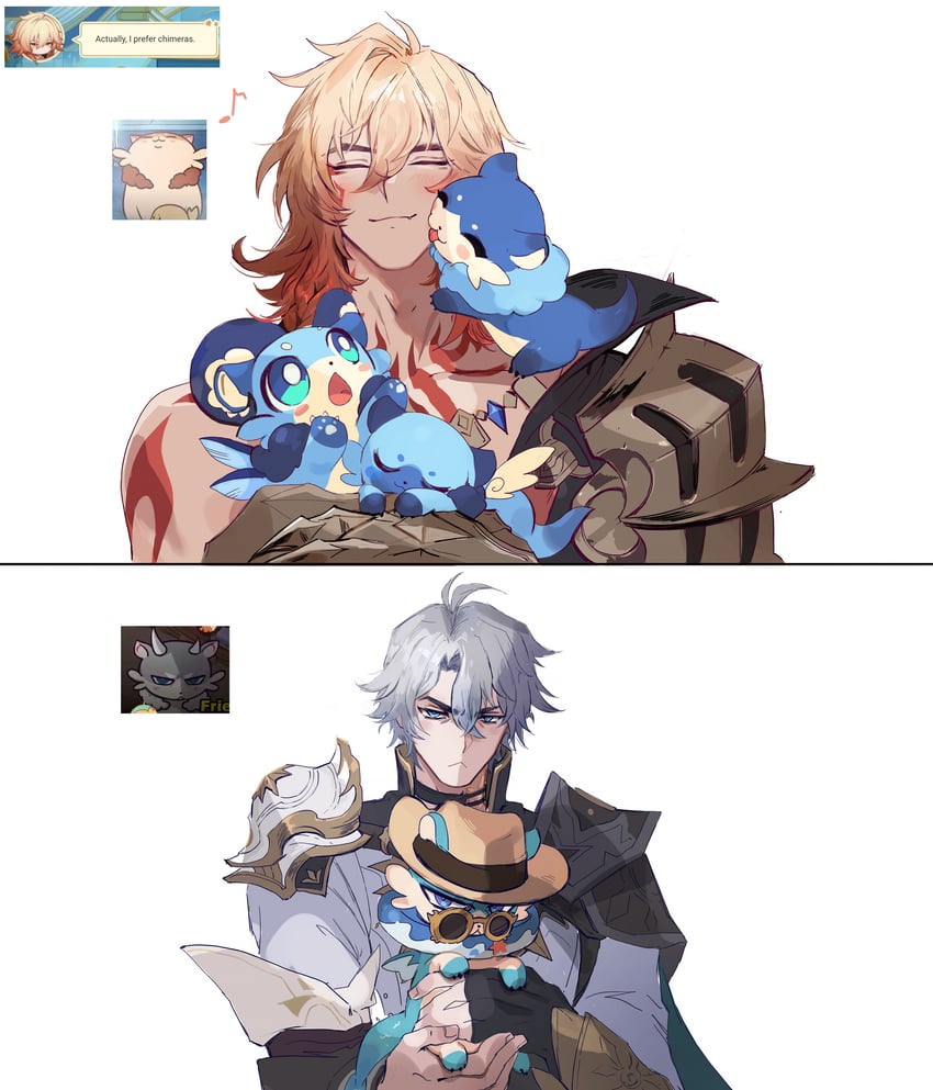 phainon, mydei, and bubbles (honkai and 1 more) drawn by qel