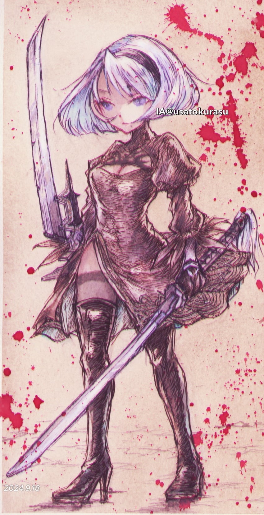 2b (nier and 1 more) drawn by tpamjdsta_(usatokurasu)