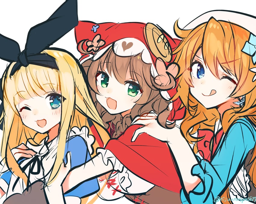 mononobe alice, warabeda meiji, and otogibara era (nijisanji) drawn by ninahachi