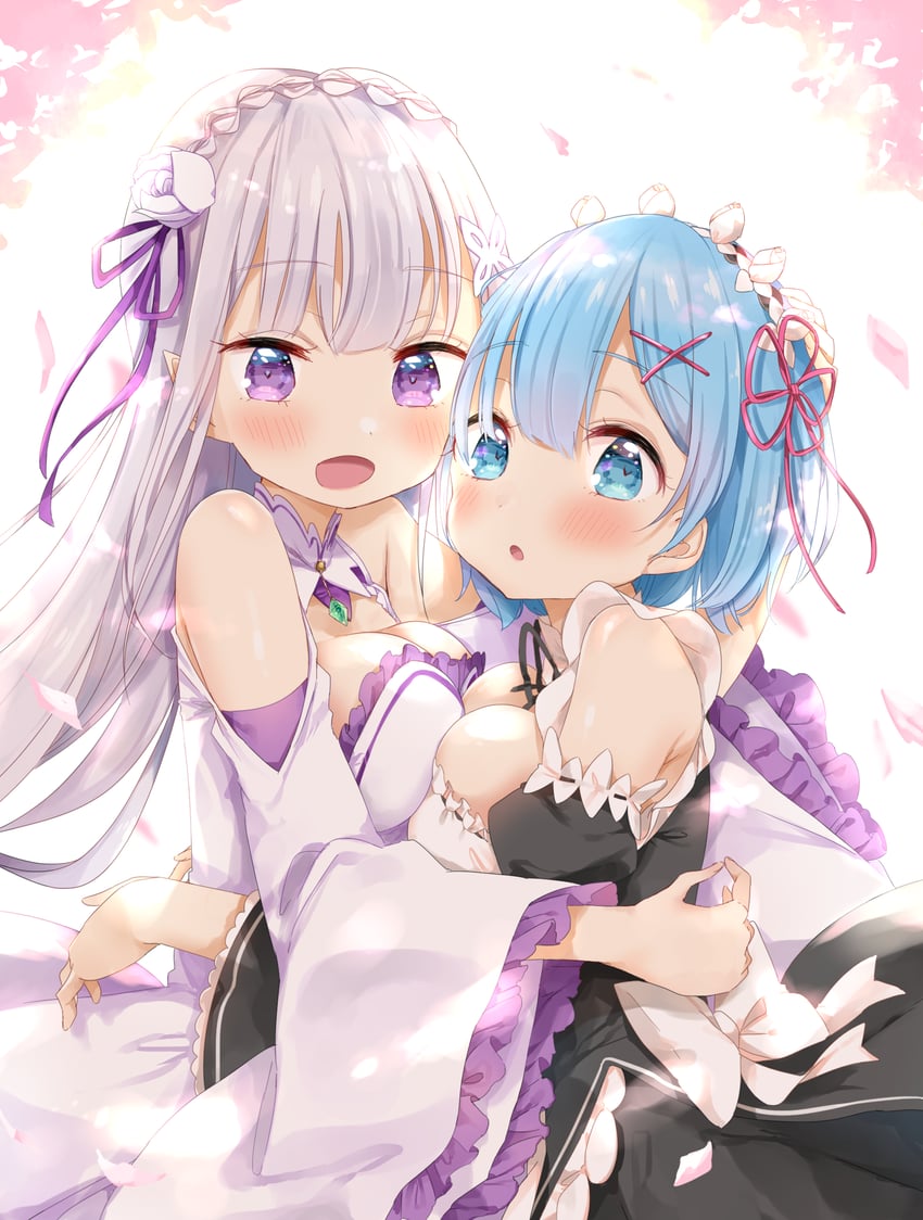 rem and emilia (re:zero kara hajimeru isekai seikatsu) drawn by tatsuyoshi_(zawahomura)