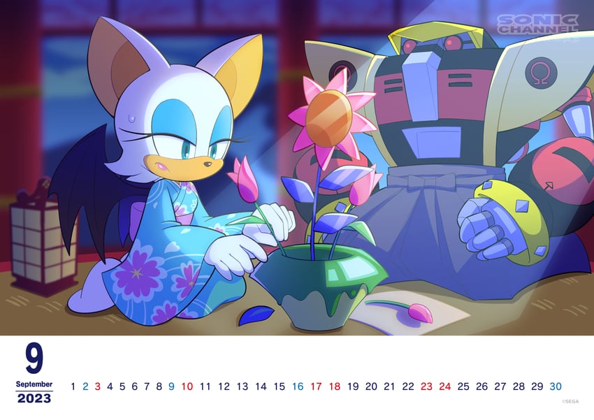rouge the bat and e-123 omega (sonic and 1 more) drawn by hayane_tomoko