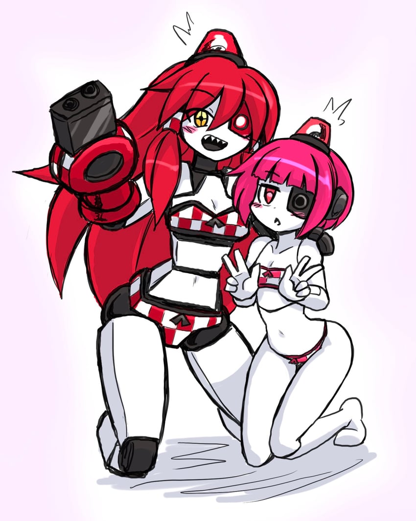 mimi-sentry and mini-sentry-chan (original and 1 more) drawn by paul_gq