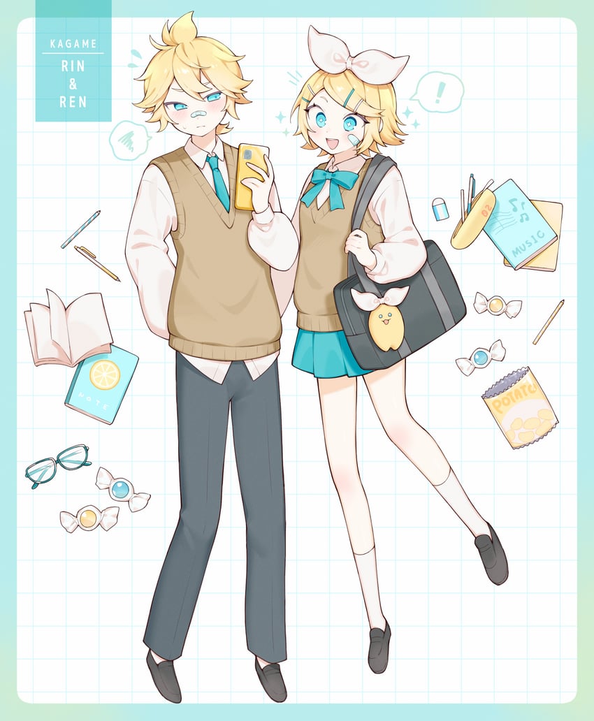 kagamine rin and kagamine len (vocaloid) drawn by mr_(1937mrtary)