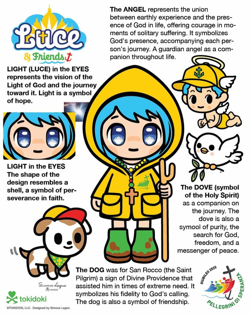 luce, santino, aura, and iubi (jubilee 2025) drawn by simone_legno