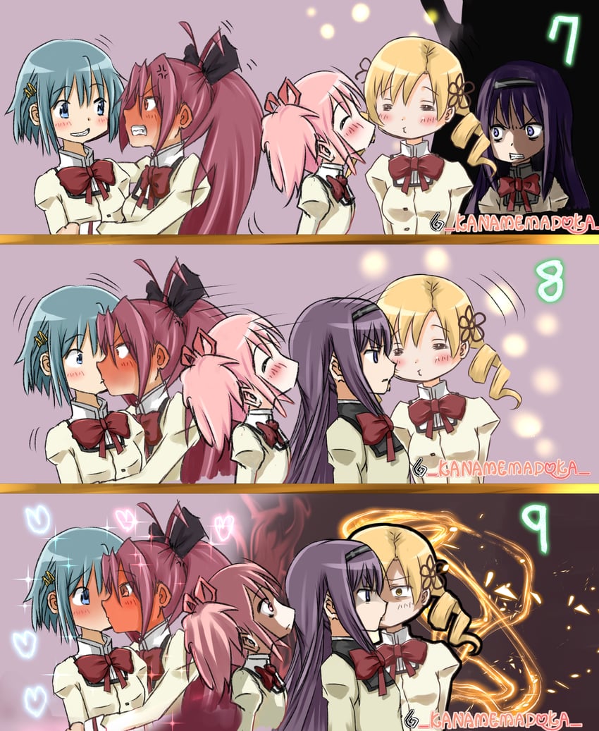 akemi homura, kaname madoka, miki sayaka, sakura kyoko, and tomoe mami (mahou shoujo madoka magica) drawn by kanamemadoka_(artist)