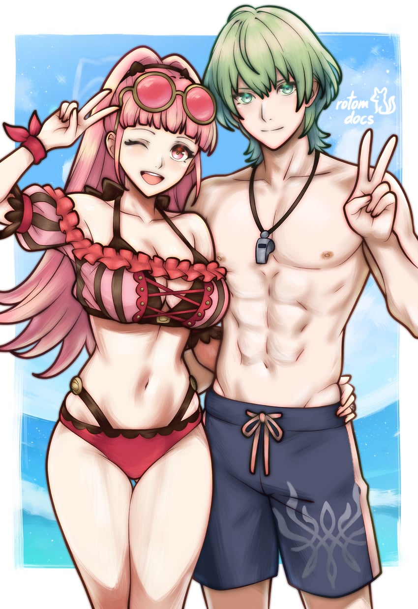 hilda valentine goneril and male byleth (fire emblem and 2 more) drawn by rotomdocs