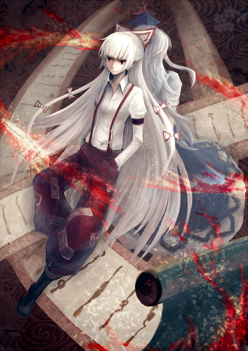 fujiwara no mokou and kamishirasawa keine (touhou) drawn by die_(die0118)